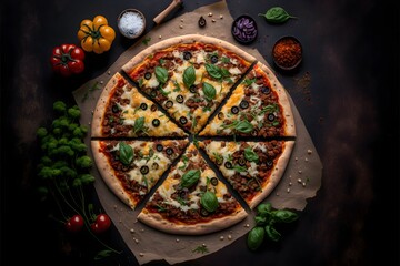 Greek Pizza, Generative AI, Illustration