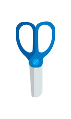 Vector illustration of blue scissors. Illustration in cartoon style isolated on white background. Illustration on the theme of study, office, school
