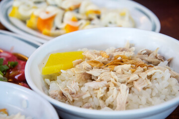 Taiwanese Turkey rice on the plate on the table