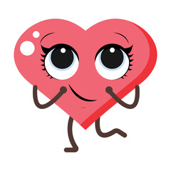 Cartoon heart character.  Cute love symbols with face