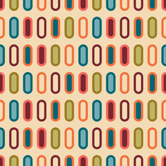 Aesthetic mid century printable seamless pattern with retro design. Decorative 50`s, 60's, 70's style Vintage modern background in minimalist mid century style for fabric, wallpaper or wrapping