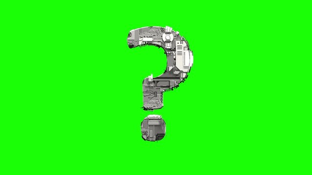 question mark - lighting technological high tech cyber font, isolated - loop video