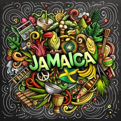 Jamaica cartoon doodle illustration. Funny Jamaican design