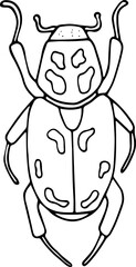 Hand drawn beetle icon in doodle style. Vector children's illustration for coloring.
