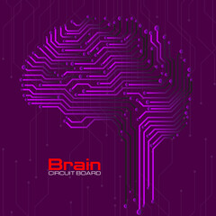 Abstract technological brain with circuit board. Vector illustration