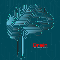 Abstract technological brain with circuit board. Vector illustration