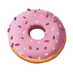 Donuts cake with berry cream and colored sprinkles