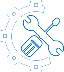Bad maintenance icon, maintenance error icon blue vector