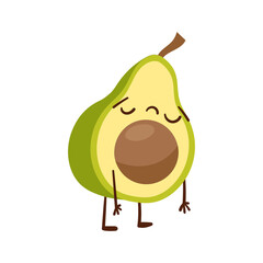Cute Cartoon Emotional Avocado character stickers on white background