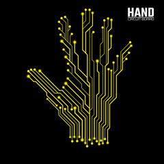 Abstract hand of circuit board, technology concept. Vector illustration