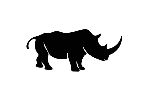 Silhouette vector illustration of standing rhinoceros Rhino view for logo Rhino Vector illustration