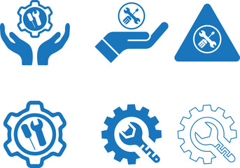 Easy maintenance icon set, technology icon set blue vector
