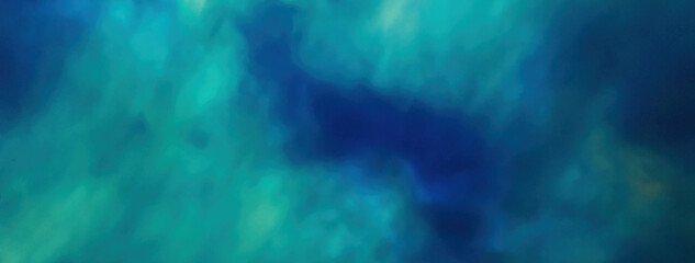 Blurred bright navy blue and cyan universe background with mist and cloud. Abstract gradient galaxy backdrop