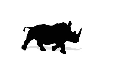 Vector rhino silhouette side view for logo, vintage design Isolated on white background.Vector illustration of a silhouette of a standing.