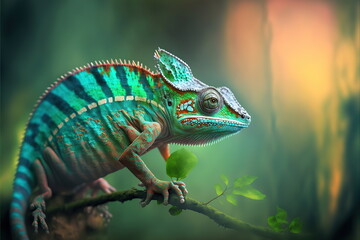 chameleon with blur background, predator, Made by AI,Artificial intelligence