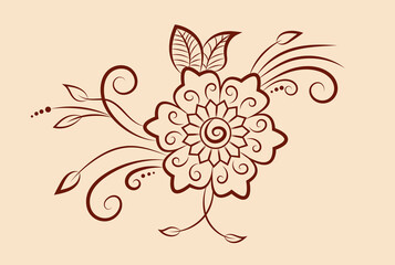 Plakat vector illustration of traditional indian henna mehndi floral ornament design