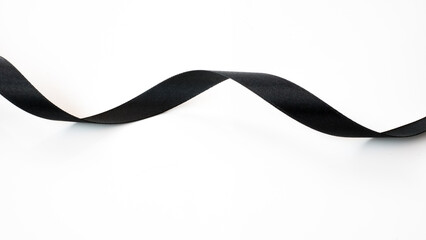 Abstract shape black ribbon isolated on white background.