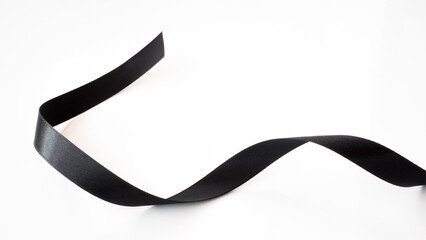 Abstract shape black ribbon isolated on white background. - obrazy, fototapety, plakaty