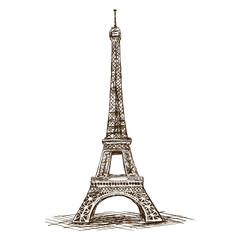 Fototapeta na wymiar Eiffel Tower hand drawn sketch style PNG illustration with transparent background