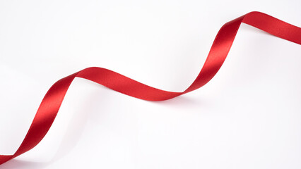 Abstract shape red ribbon isolated on white background.