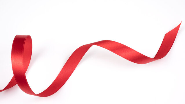 Abstract shape red ribbon isolated on white background.