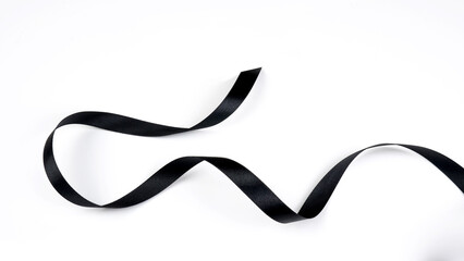 Abstract shape black ribbon isolated on white background.