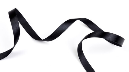 Abstract shape black ribbon isolated on white background.