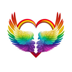 LGBT pride rainbow flag, Love Valentines Day, heart wings, background. wallpaper