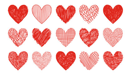 Hearts set. Hand drawn hearts vector. Design elements for Valentines day.