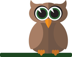 A brown owl in the flat style. Vector file for designs.