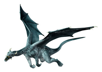 3D Rendering Fairy Tale Dragon on White