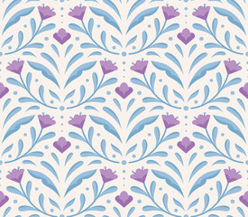 Damask floral seamless pattern. Vector retro style background print. Decorative flower texture.