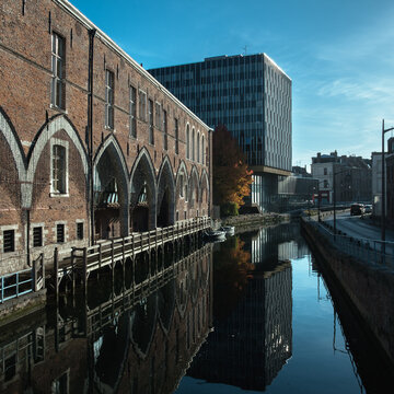 Bricks building next to a River, Douai 