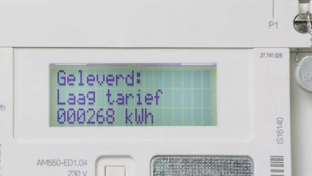New modern Dutch smart meter for electricity showing usage including solar energy