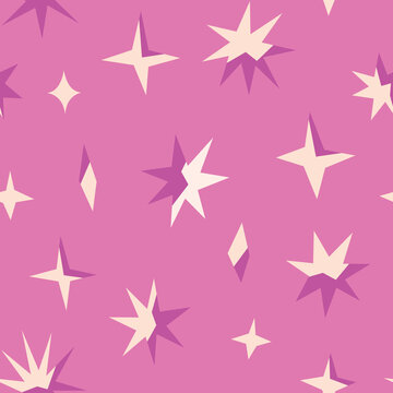 Cute seamless pattern with shooting stars elements. Vector illustration for background, wallpaper, print.