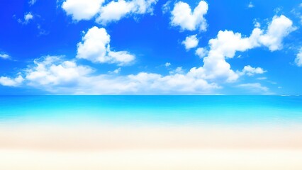 Fototapeta na wymiar Tropical white sand beach with turquoise water under a blue sky.