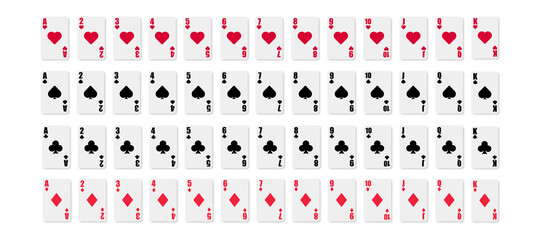 All playing cards icon on white background. Club, diamond, heart, spade illustration.