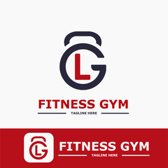 Modern Monogram Fitness Gym Sport Logo Idea Template with Kettlebell and Initial L Letter