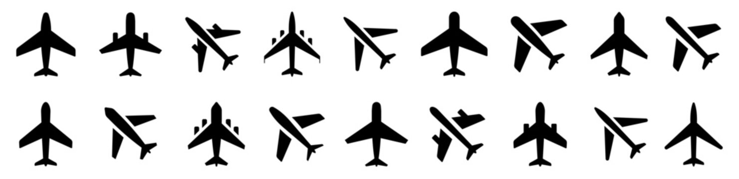 Airplane Icons Set. Aircraft Collection. Passenger Planes And Other Airplane Icon. Vector Illustration