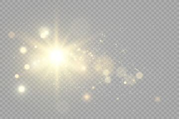 Special lens flash, light effect. The flash flashes rays and searchlight. illust.White glowing light. Beautiful star Light from the rays. The sun is backlit. Bright beautiful star. Sunlight. Glare.