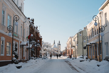 Fototapeta premium old town on a snowy day