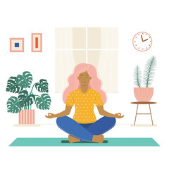 Young Woman Doing Yoga Asana at Home