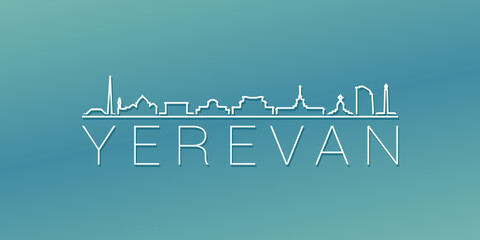 Yerevan, Armenia Skyline Linear Design. Flat City Illustration Minimal Clip Art. Background Gradient Travel Vector Icon.
