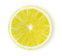 top view lemon yellow isolated on white background