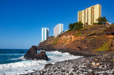Hotelanlagen beim Playa de los Roques,Puerto de la Cruz,Teneriffa,Kanarische Inseln,Spanien,