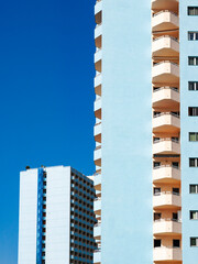 Hochhausfassade,Hotelanlage mit Balkons, Puerto de la Cruz, Teneriffa, Kanarische Inseln, Spanien, Europa,.