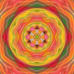 A colorful kaleidoscope with all the colors of the rainbow. Geometric spectacular mosaic background.