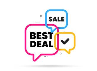 Best deal tag. Ribbon bubble chat banner. Discount offer coupon. Special offer Sale sign. Advertising Discounts symbol. Best deal adhesive tag. Promo banner. Vector