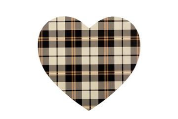 Heart with checkered pattern texture isolated on white background