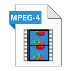 Modern flat design of MPEG-4 file icon for web
